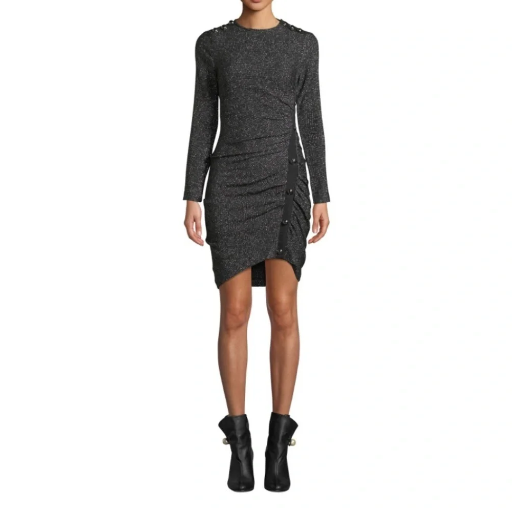 Veronica Beard Black & Silver Ruched Metallic Ira Dress 2 - Picture 16 of 16